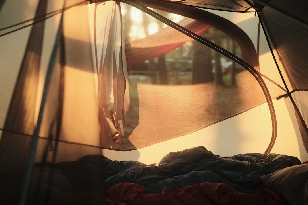 Interior view of a tent showing breathable tent fabric