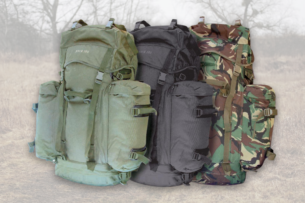 Canvas backpacks and military bags made from technical fabrics
