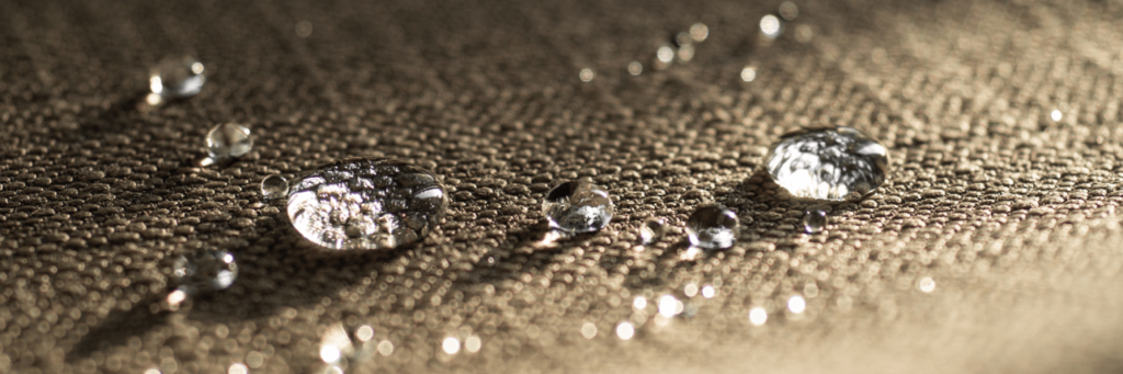 Water droplets on water repellent fabric
